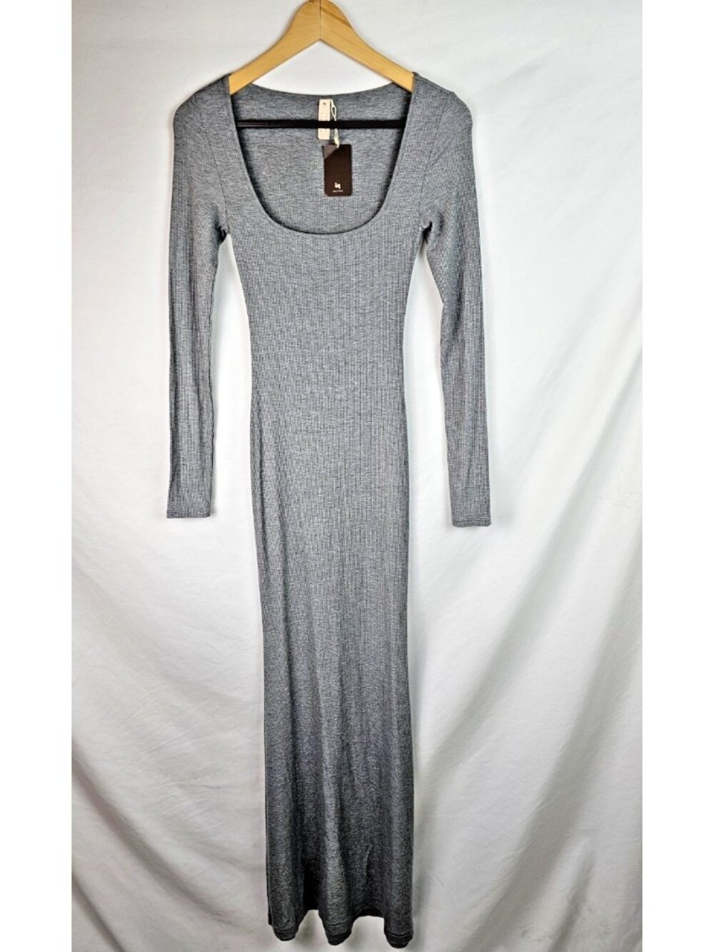 Inlyric Women's Dress Size Small Gray Ribbed Long Sleeve Bodycon Maxi Dress